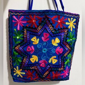 Colorful Embroidered Tote Bag